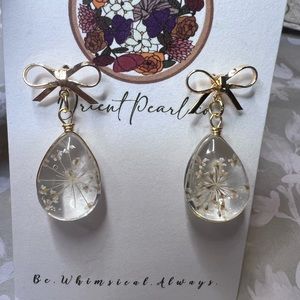 handcrafted artisan earrings Queen Anne’s Lace
